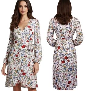 CHELSEA 28 Floral Print Wrap Midi Dress - Size 4